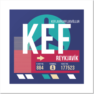 Reykjavik, Iceland (KEF) Airport Code Baggage Tag E Posters and Art